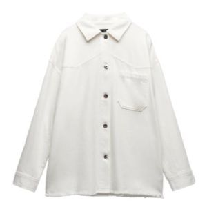 Zara Frayed Hem Cotton Overshirt M
